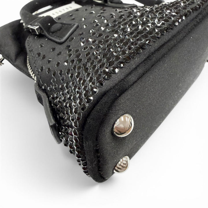 極美品◇Maison Margiela メゾンマルジェラ SB2WG0006 5AC サテン スウェードレザー マイクロ 2WAY ショルダーバッグ 黒 イタリア製