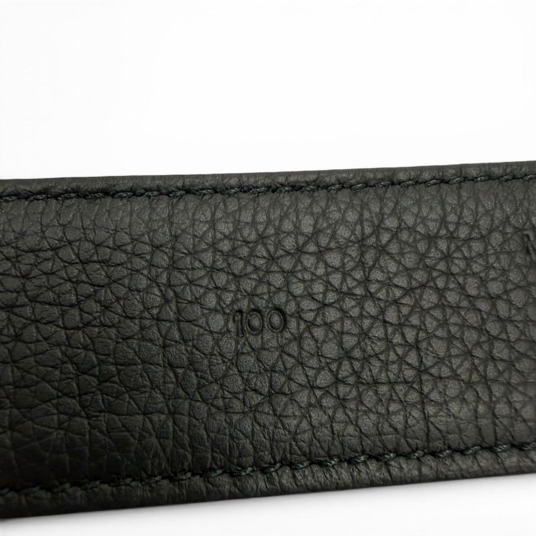 美品▼DIOR ディオール オム キャンバス レザー オブリーク ピンバックル ベルト ブラック シルバー金具 100 イタリア製 メンズ