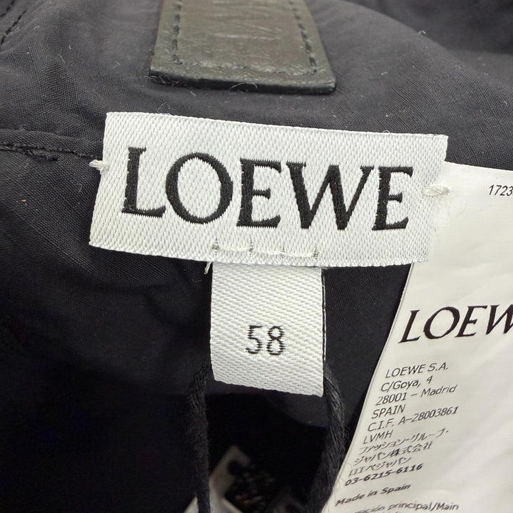未使用品☆LOEWE ロエベ K820HB1X13 コットン アナグラム ロゴレザーパッチ付 バケットハット ネイビー 58 正規品 レディース 保存袋付