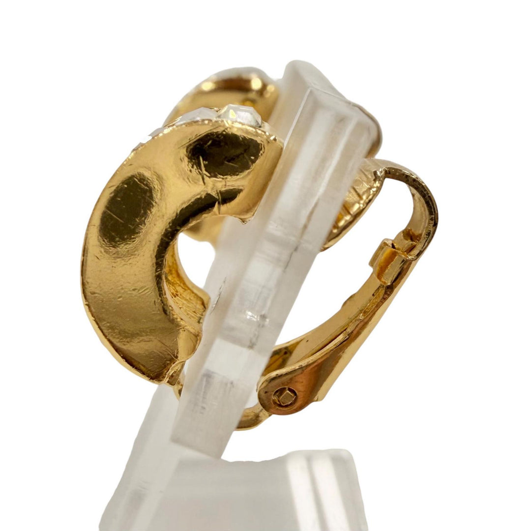 美品◇Christian Dior クリスチャンディオール ヴィンテージ バゲット クラスター ハギー イヤリング アクセサリー ゴールド クリア