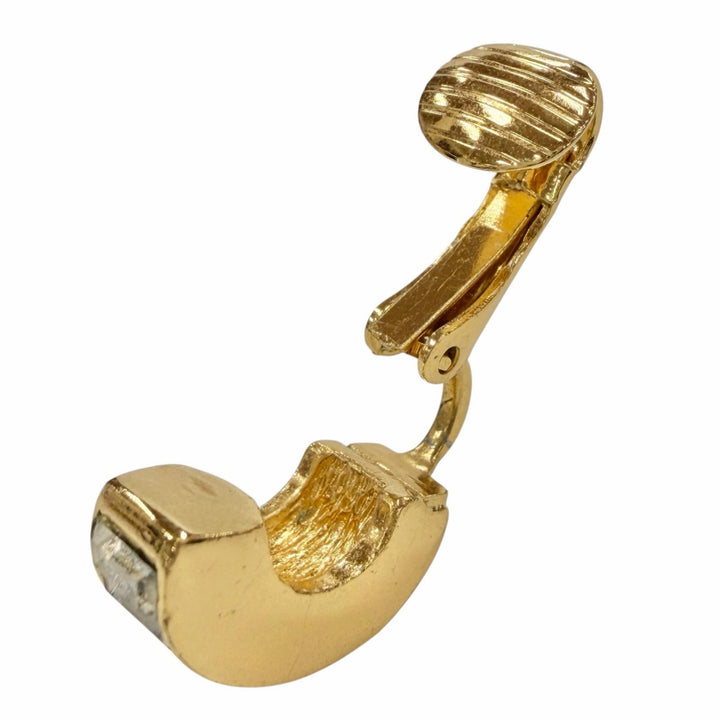 美品◇Christian Dior クリスチャンディオール ヴィンテージ バゲット クラスター ハギー イヤリング アクセサリー ゴールド クリア