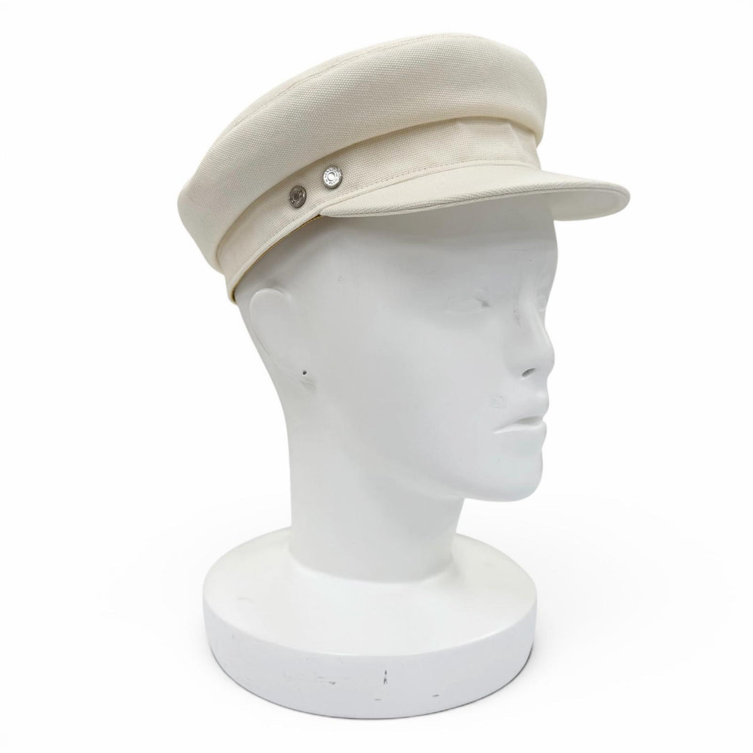極美品☆HERMES エルメス ヴォーバン コットン100％ シルバー金具 セリエ金具 キャスケット アイボリー 57 フランス製 正規品 レディース
