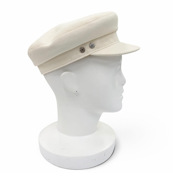 極美品☆HERMES エルメス ヴォーバン コットン100％ シルバー金具 セリエ金具 キャスケット アイボリー 57 フランス製 正規品 レディース