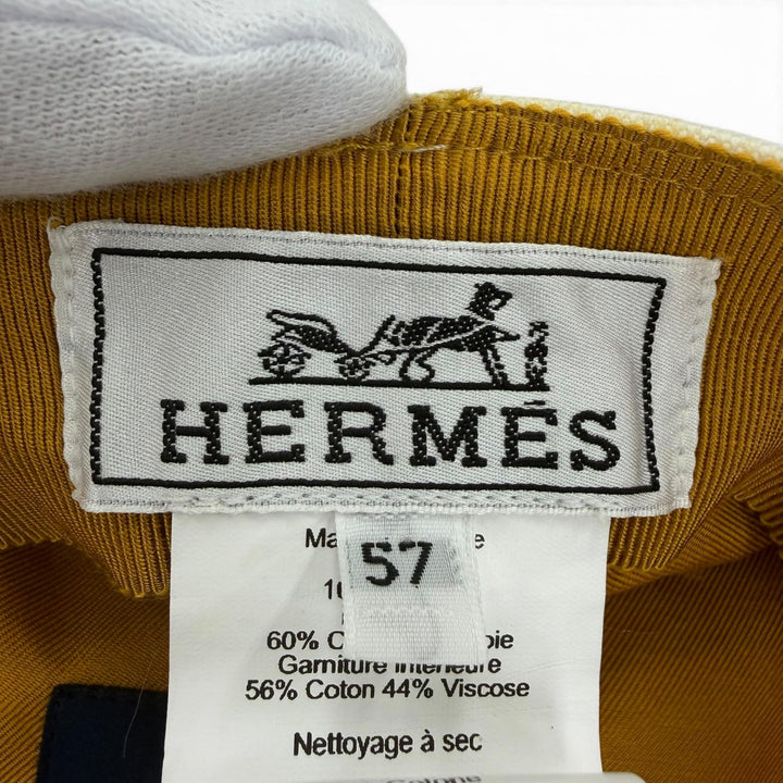 極美品☆HERMES エルメス ヴォーバン コットン100％ シルバー金具 セリエ金具 キャスケット アイボリー 57 フランス製 正規品 レディース
