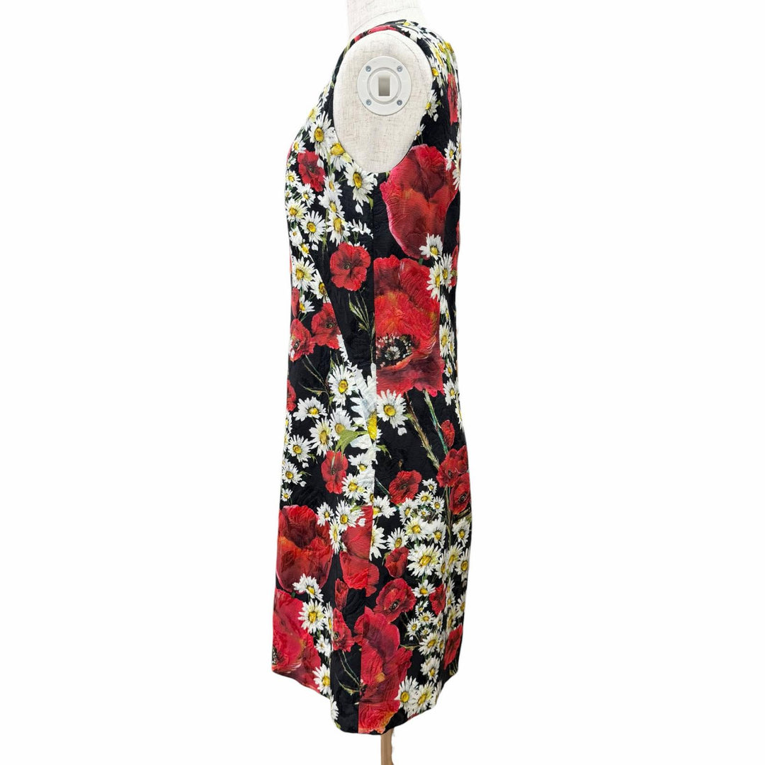 極美品△DOLCE&amp;GABBANA ドルチェ＆ガッバーナ F6VE2T 黒タグ コットン シルク フローラル ジャガード ノースリーブ ワンピース 38 正規品