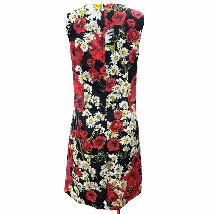 極美品△DOLCE&amp;GABBANA ドルチェ＆ガッバーナ F6VE2T 黒タグ コットン シルク フローラル ジャガード ノースリーブ ワンピース 38 正規品