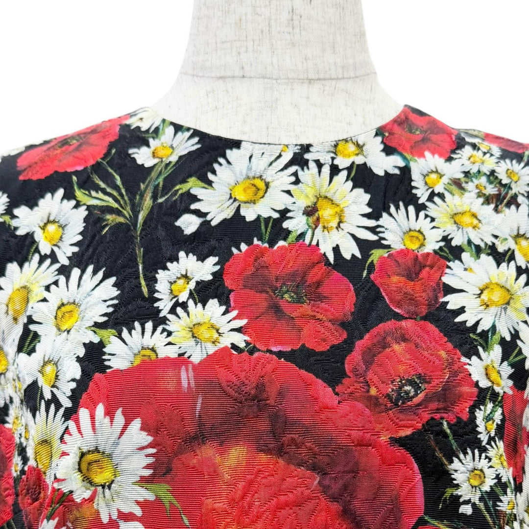 極美品△DOLCE&amp;GABBANA ドルチェ＆ガッバーナ F6VE2T 黒タグ コットン シルク フローラル ジャガード ノースリーブ ワンピース 38 正規品
