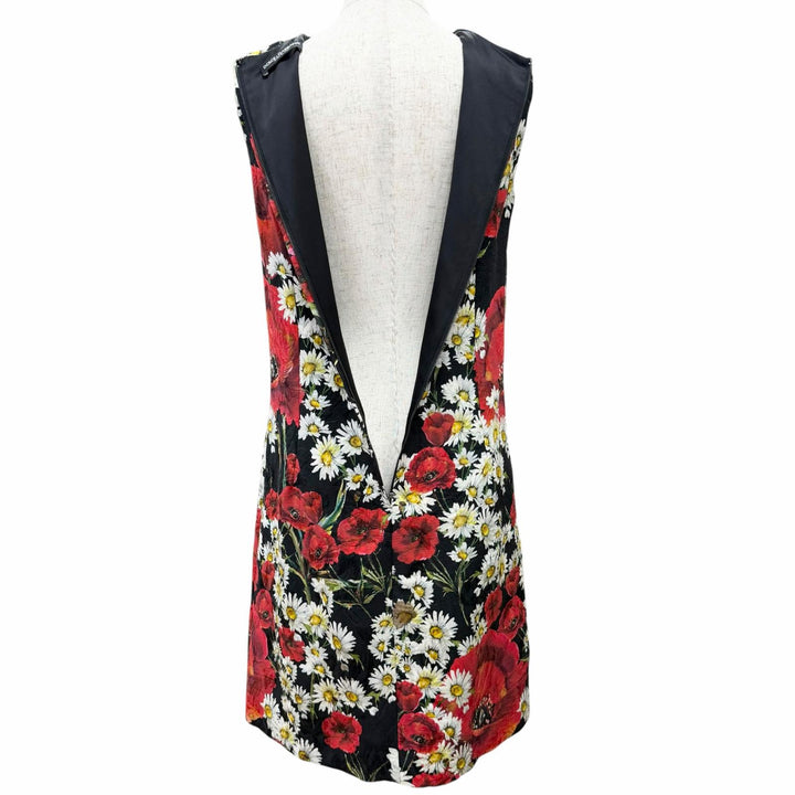 極美品△DOLCE&amp;GABBANA ドルチェ＆ガッバーナ F6VE2T 黒タグ コットン シルク フローラル ジャガード ノースリーブ ワンピース 38 正規品