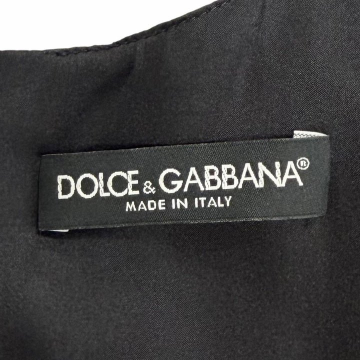 極美品△DOLCE&amp;GABBANA ドルチェ＆ガッバーナ F6VE2T 黒タグ コットン シルク フローラル ジャガード ノースリーブ ワンピース 38 正規品