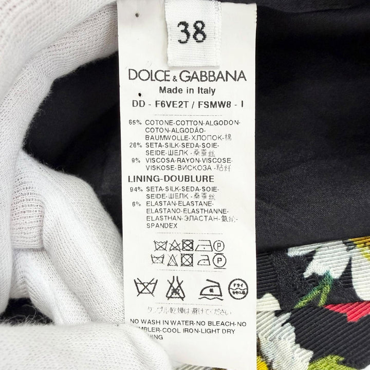 極美品△DOLCE&amp;GABBANA ドルチェ＆ガッバーナ F6VE2T 黒タグ コットン シルク フローラル ジャガード ノースリーブ ワンピース 38 正規品