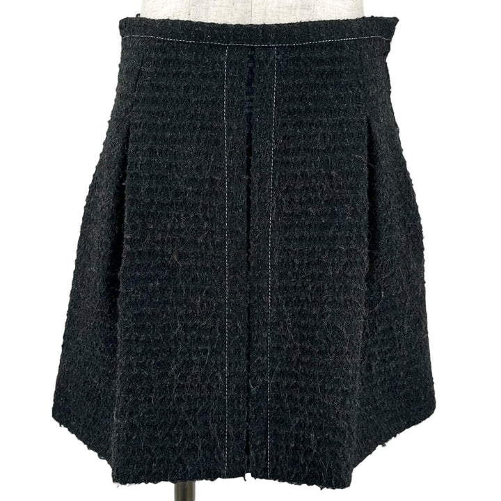 極美品▲LOUIS VUITTON ルイヴィトン 10AW ボックスプリーツ ツイード スカート ブラック FR 34 フランス製 正規品 レディース