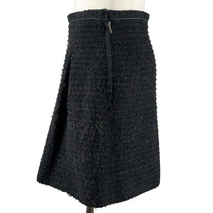 極美品▲LOUIS VUITTON ルイヴィトン 10AW ボックスプリーツ ツイード スカート ブラック FR 34 フランス製 正規品 レディース