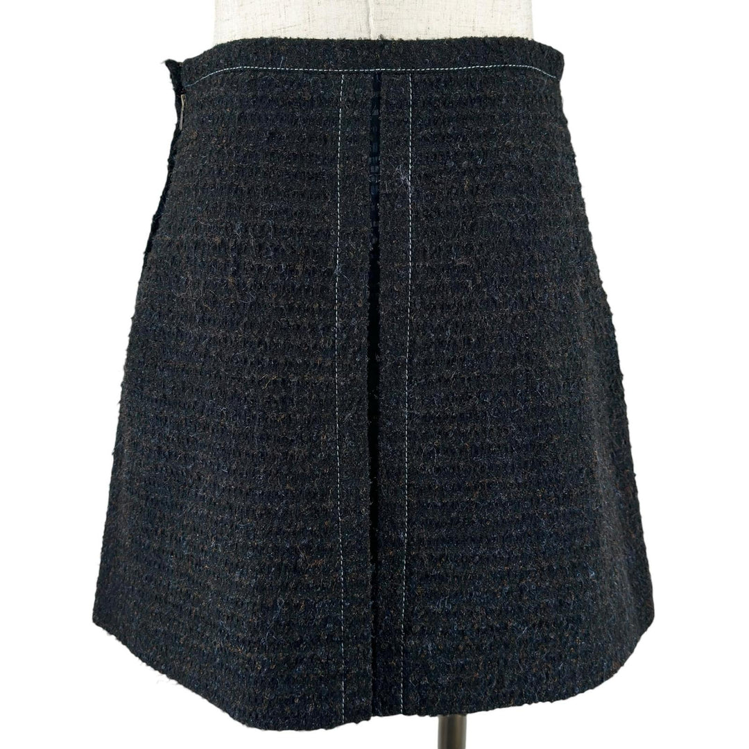 極美品▲LOUIS VUITTON ルイヴィトン 10AW ボックスプリーツ ツイード スカート ブラック FR 34 フランス製 正規品 レディース