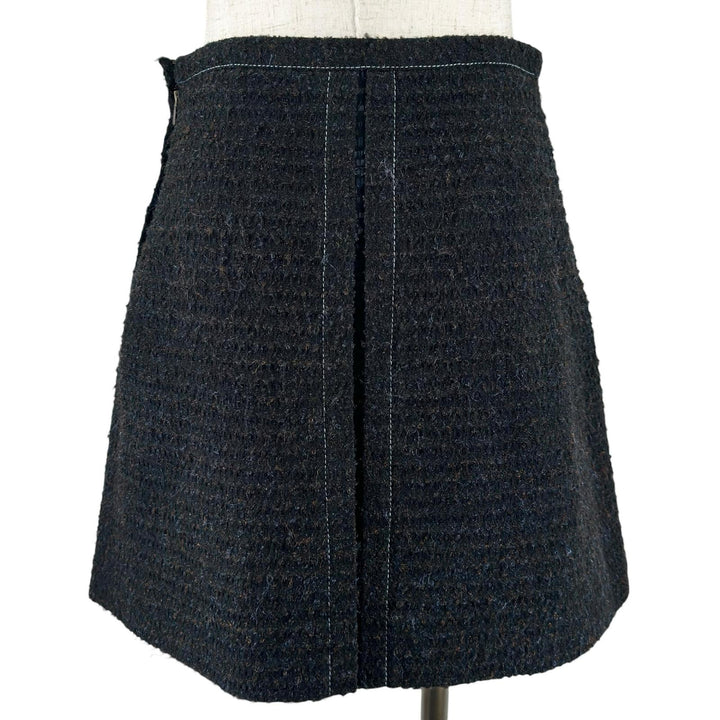 極美品▲LOUIS VUITTON ルイヴィトン 10AW ボックスプリーツ ツイード スカート ブラック FR 34 フランス製 正規品 レディース