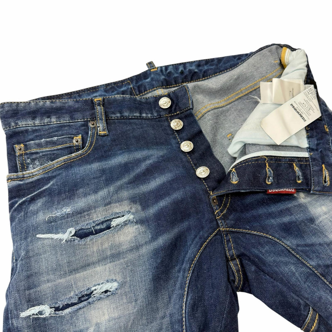 【ドンドン見直し】美品□DSQUARED2 ディースクエアード 22SS S74LB1043 Tidy Biker Jean ダメージ加工 デニムパンツ ブルー 48 正規品