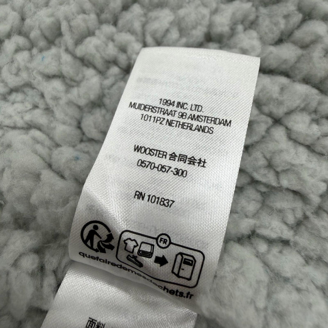 極美品▼Supreme シュプリーム 23AW LINED FLANNEL SNAP SHIRT バックロゴ刺繍 裏地ボア 長袖シャツ ジャケット ブルー M 正規品 メンズ