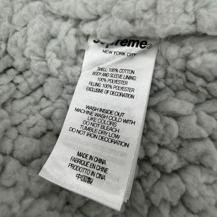 極美品▼Supreme シュプリーム 23AW LINED FLANNEL SNAP SHIRT バックロゴ刺繍 裏地ボア 長袖シャツ ジャケット ブルー M 正規品 メンズ