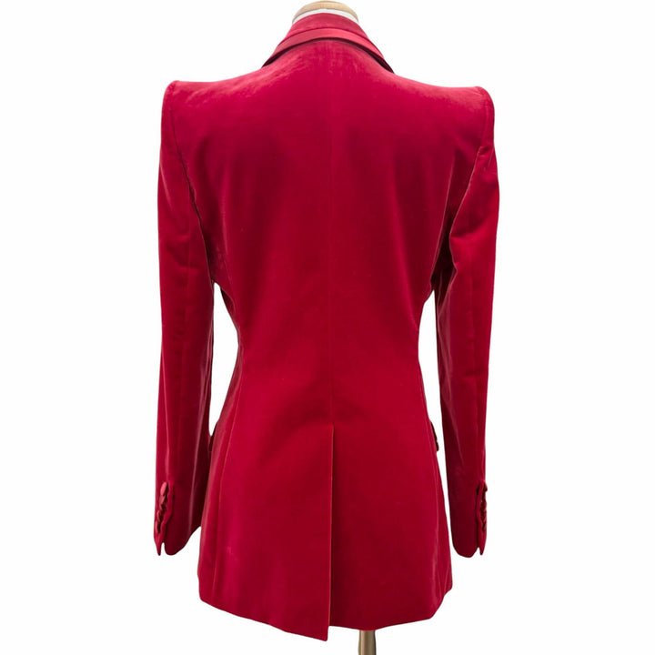 美品△GUCCI グッチ 673899 ベルベット ピークドラペル シングルジャケット テーラードジャケット レッド 40 伊製 正規品 ハンガー付き
