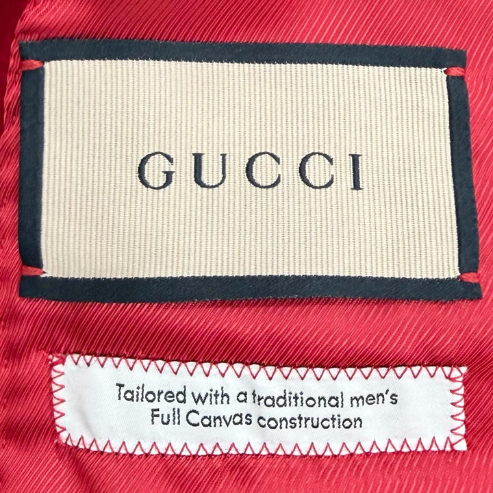 美品△GUCCI グッチ 673899 ベルベット ピークドラペル シングルジャケット テーラードジャケット レッド 40 伊製 正規品 ハンガー付き