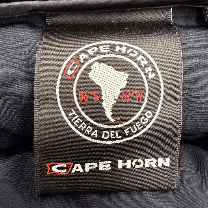 極美品◇CAPE HORN ケープホーン 52570 SANTACRUZ ロゴワッペン付 ダブルジップ フーデッド ダウンコート ダークネイビー 42 正規品