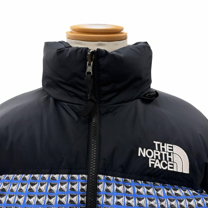 美品▼シュプリーム ザ ノースフェイス 21SS ND42100I Studded Nuptse Jacket スタッズ柄 フード収納 ZIPUP ダウンジャケット M 正規品