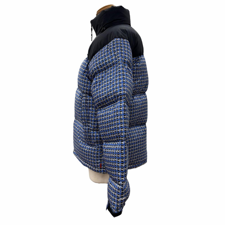 美品▼シュプリーム ザ ノースフェイス 21SS ND42100I Studded Nuptse Jacket スタッズ柄 フード収納 ZIPUP ダウンジャケット M 正規品