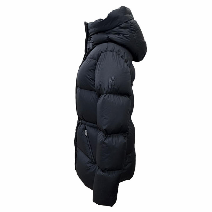 美品△MACKAGE マッカージュ 24AW 11122246-2A FREYA ロゴワッペン フーデッド ダウンジャケット ブラック XS 正規品 ガーメント付き