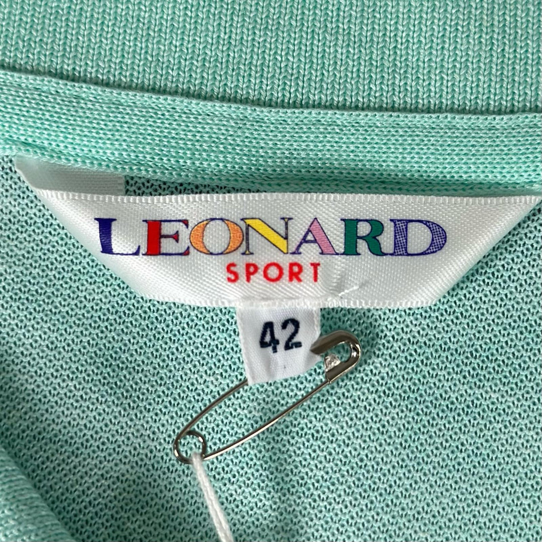 未使用品▲LEONARD SPORT レオナールスポーツ 0578041 コットン100％ ロゴボタン フラワー 半袖ポロシャツ マルチ 42 正規品 レディース