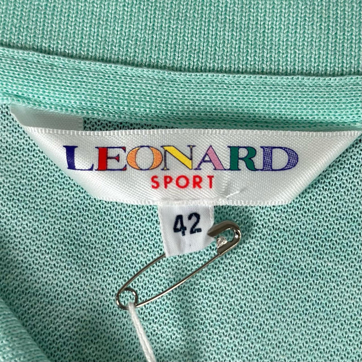 未使用品▲LEONARD SPORT レオナールスポーツ 0578041 コットン100％ ロゴボタン フラワー 半袖ポロシャツ マルチ 42 正規品 レディース