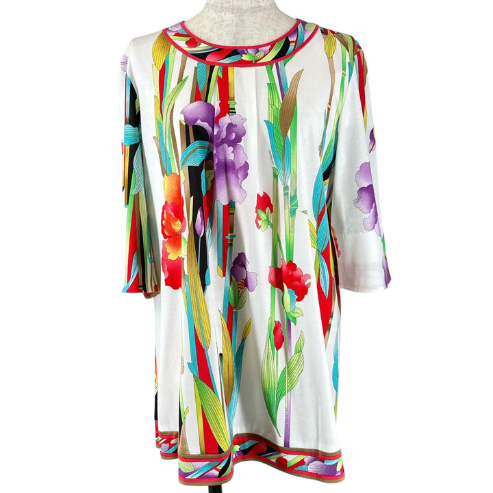 未使用品▲LEONARD FASHION レオナール ファッション 0379603 コットン100% 花柄プリント カットソー 42 日本製 正規品 レディース