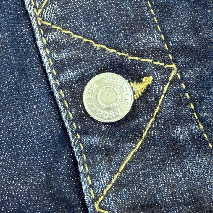 極美品△DSQUARED2 ディースクエアード 22SS S75FP0145 コットン ペイント ダメージ加工 デニム サロペット インディゴブルー 38 正規品
