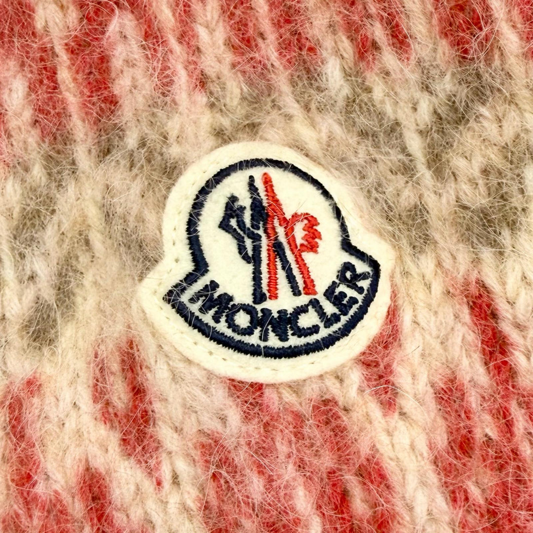 極美品△MONCLER モンクレール 2021年 G20939C00016 アルパカ ウール フェアアイル柄 長袖 ニット セーター レッド アイボリー S 正規品