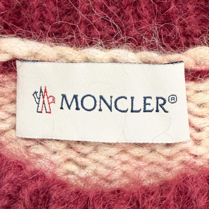 極美品△MONCLER モンクレール 2021年 G20939C00016 アルパカ ウール フェアアイル柄 長袖 ニット セーター レッド アイボリー S 正規品