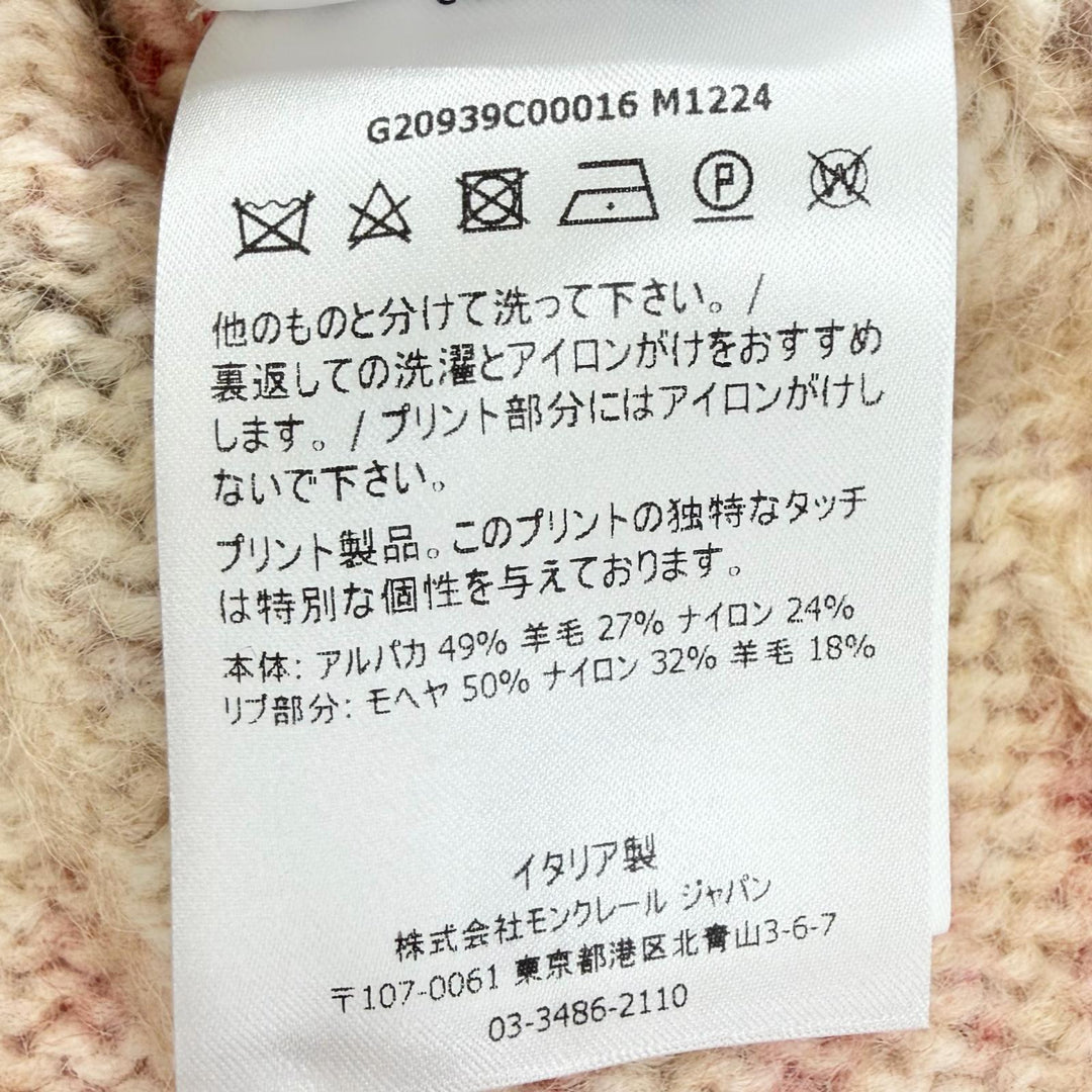 極美品△MONCLER モンクレール 2021年 G20939C00016 アルパカ ウール フェアアイル柄 長袖 ニット セーター レッド アイボリー S 正規品