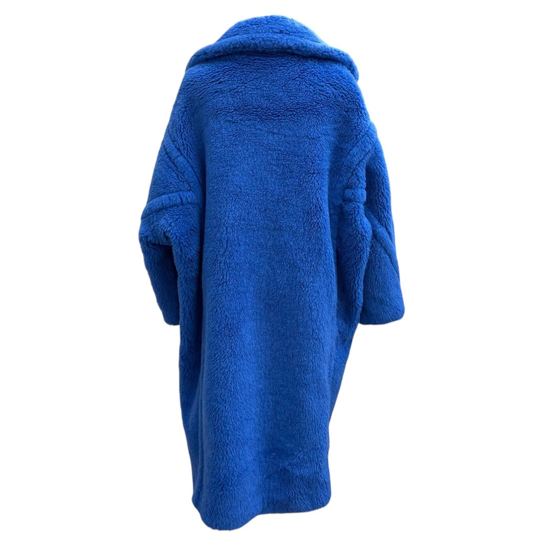 極美品★Max Mara マックスマーラ 101604936 テディベア アルパカ ウール シルク混 ロングコート ブルー S イタリア製 正規品 レディース