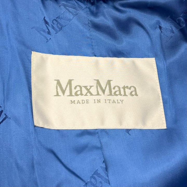極美品★Max Mara マックスマーラ 101604936 テディベア アルパカ ウール シルク混 ロングコート ブルー S イタリア製 正規品 レディース