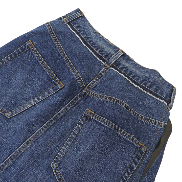 極美品▲Sacai サカイ 21SS 21-05475 コットン100％ 切替デニム 巻きスカート ラップスカート インディゴ 0 日本製 正規品 レディース