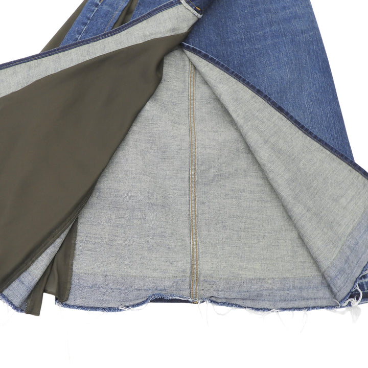 極美品▲Sacai サカイ 21SS 21-05475 コットン100％ 切替デニム 巻きスカート ラップスカート インディゴ 0 日本製 正規品 レディース