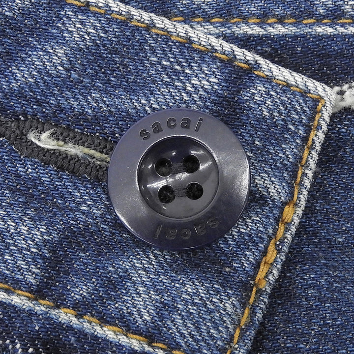 極美品▲Sacai サカイ 21SS 21-05475 コットン100％ 切替デニム 巻きスカート ラップスカート インディゴ 0 日本製 正規品 レディース
