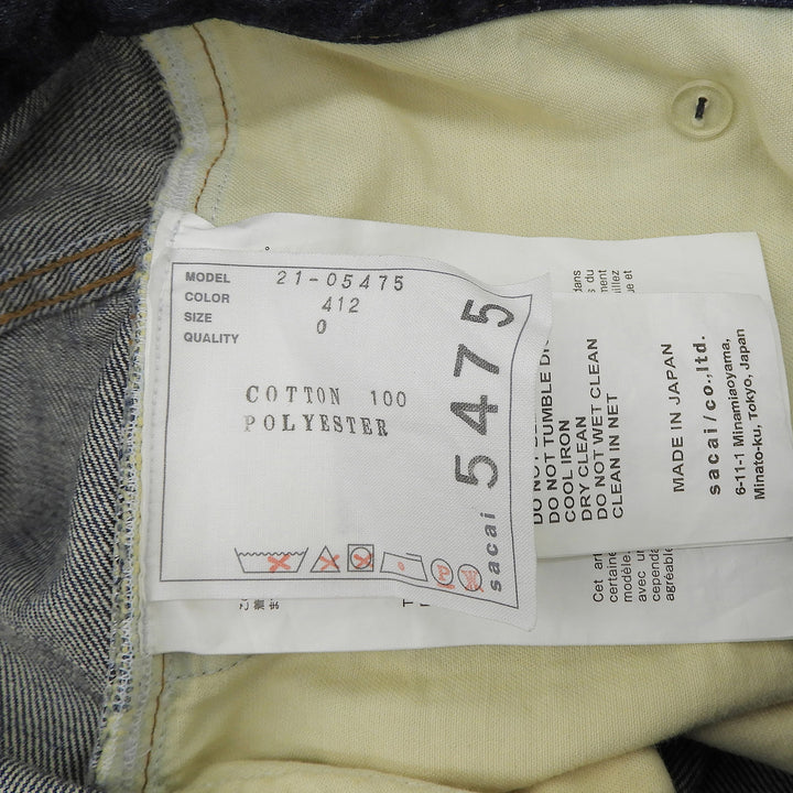 極美品▲Sacai サカイ 21SS 21-05475 コットン100％ 切替デニム 巻きスカート ラップスカート インディゴ 0 日本製 正規品 レディース