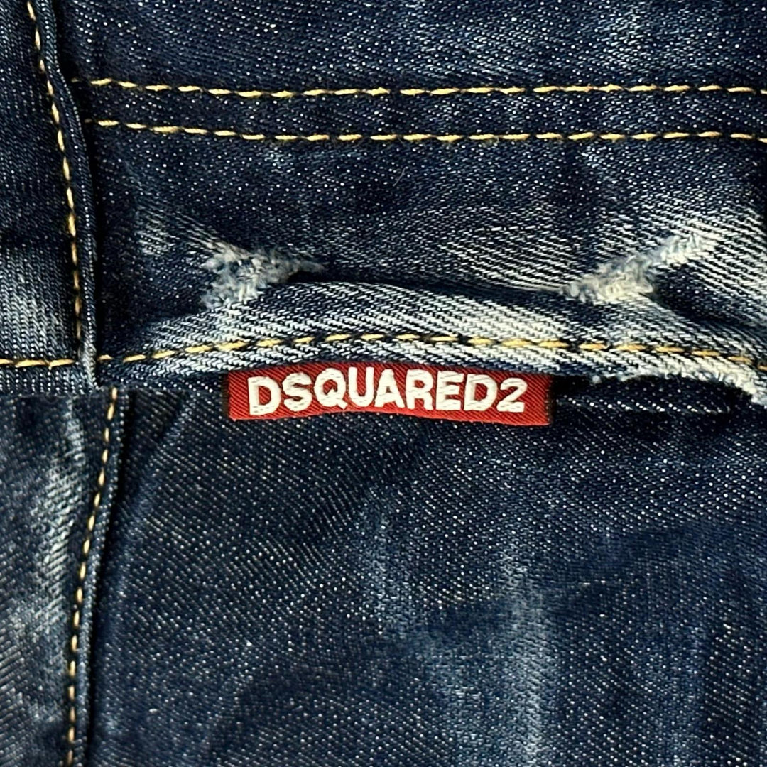 美品▲DSQUARED2 ディースクエアード 23SS S72LB0601 コットン ダメージ加工 デニムパンツ インディゴ 36 イタリア製 正規品 レディース