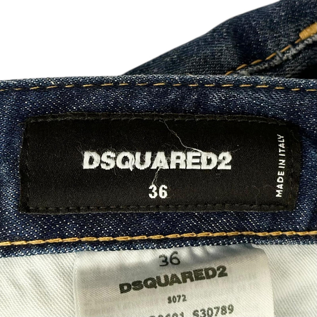 美品▲DSQUARED2 ディースクエアード 23SS S72LB0601 コットン ダメージ加工 デニムパンツ インディゴ 36 イタリア製 正規品 レディース