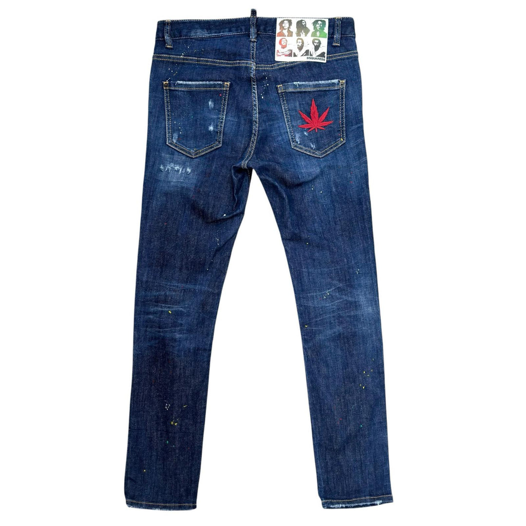 美品▲DSQUARED2 ディースクエアード 23SS S72LB0601 コットン ダメージ加工 デニムパンツ インディゴ 36 イタリア製 正規品 レディース