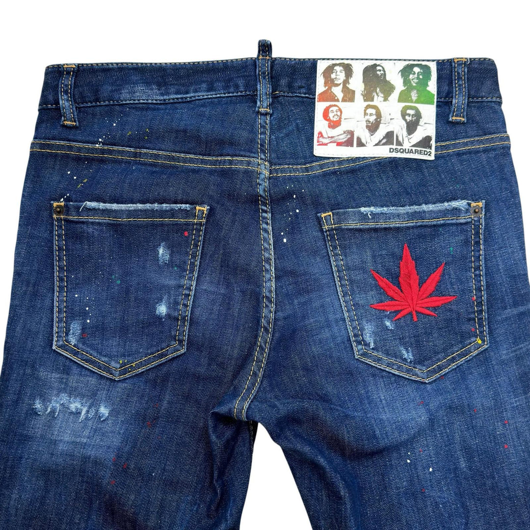 美品▲DSQUARED2 ディースクエアード 23SS S72LB0601 コットン ダメージ加工 デニムパンツ インディゴ 36 イタリア製 正規品 レディース