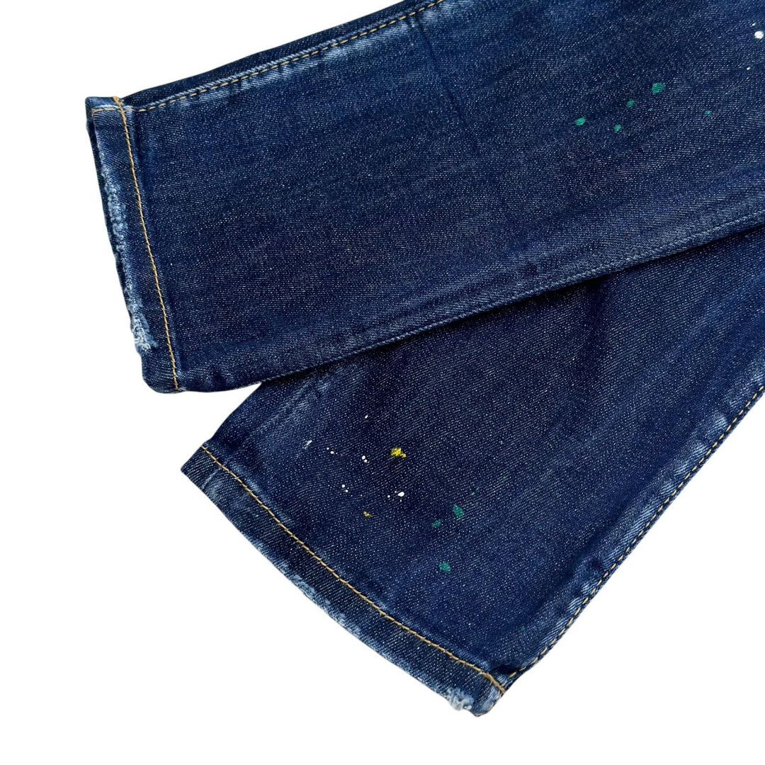 美品▲DSQUARED2 ディースクエアード 23SS S72LB0601 コットン ダメージ加工 デニムパンツ インディゴ 36 イタリア製 正規品 レディース