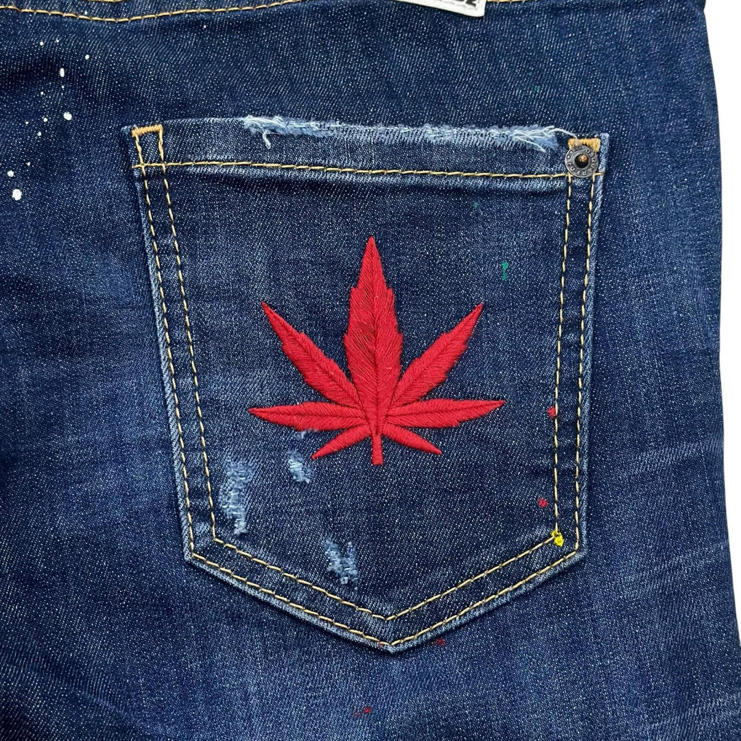 美品▲DSQUARED2 ディースクエアード 23SS S72LB0601 コットン ダメージ加工 デニムパンツ インディゴ 36 イタリア製 正規品 レディース