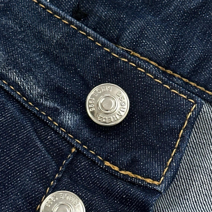 美品▲DSQUARED2 ディースクエアード 23SS S72LB0601 コットン ダメージ加工 デニムパンツ インディゴ 36 イタリア製 正規品 レディース