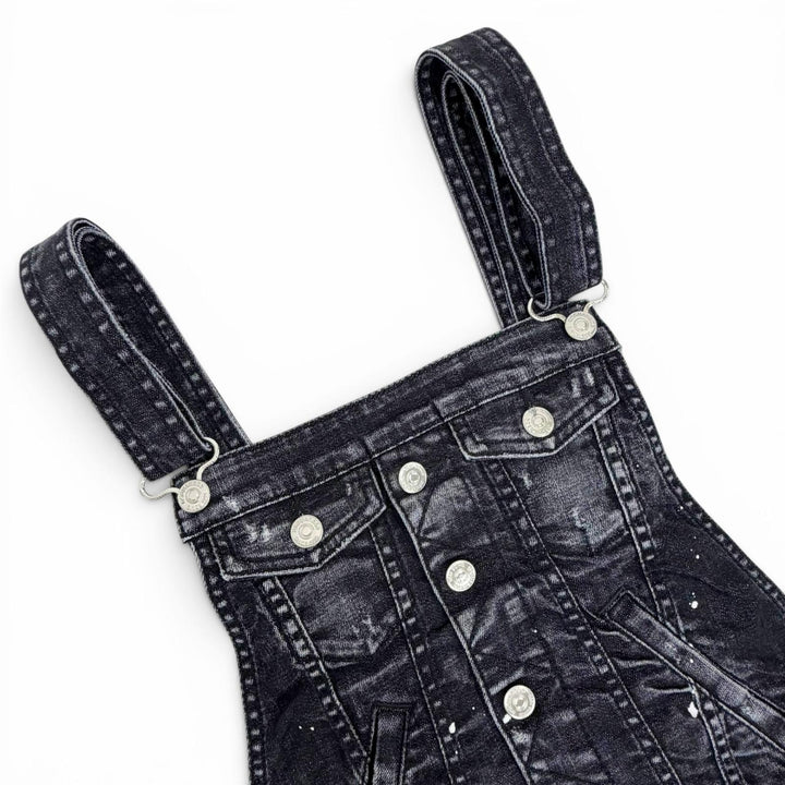 極美品△DSQUARED2 ディースクエアード 22AW S75FP0152 コットン ダメージ加工 デニムサロペット ブラック系 38 伊製 正規品 レディース