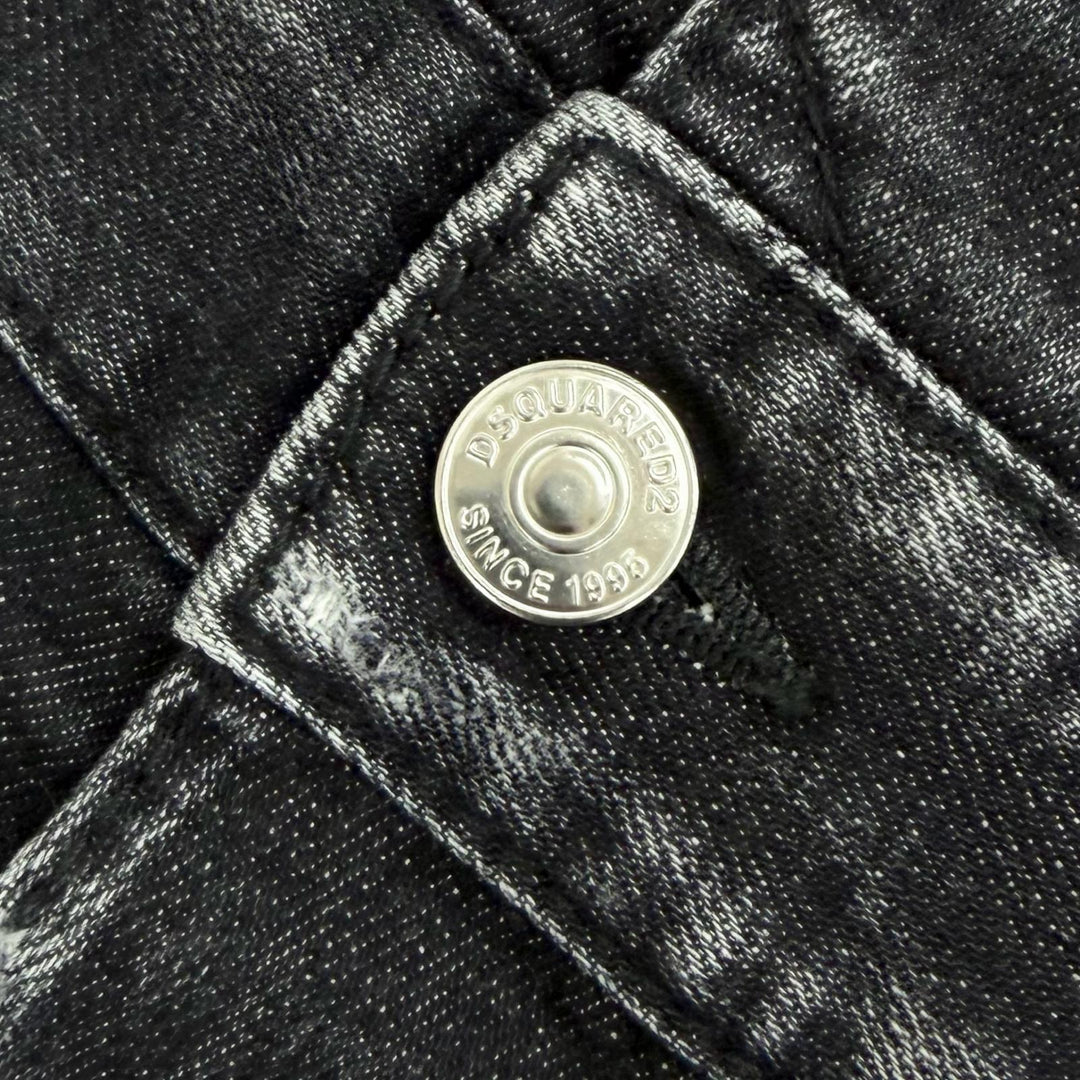 極美品△DSQUARED2 ディースクエアード 22AW S75FP0152 コットン ダメージ加工 デニムサロペット ブラック系 38 伊製 正規品 レディース
