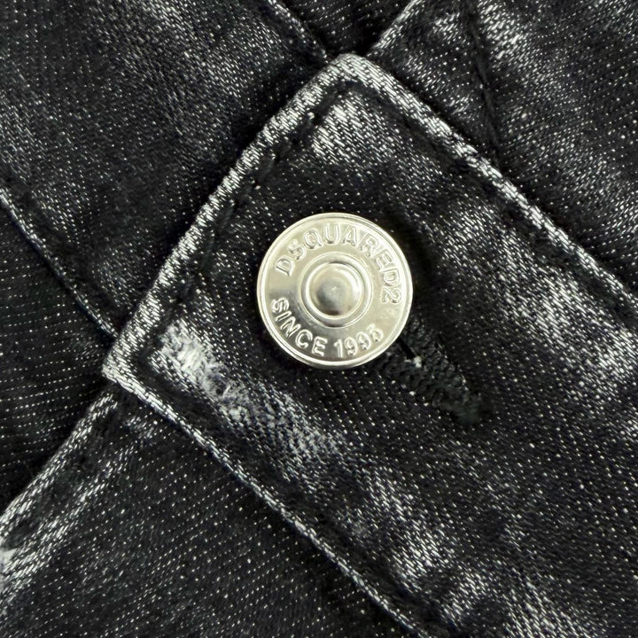 極美品△DSQUARED2 ディースクエアード 22AW S75FP0152 コットン ダメージ加工 デニムサロペット ブラック系 38 伊製 正規品 レディース
